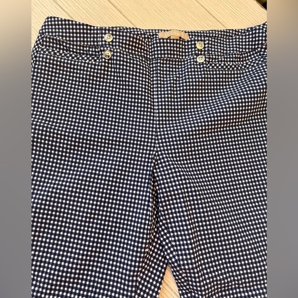 Hope & Harlow blue and white checked print ankle pants. Elastic waist. Size L - Picture 2 of 10